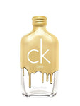calvin Klein CK one gold, gold cap, half gold body dripping, white underhalf,ck one in white,calvin klein in gray
