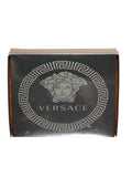 versace box, man in middle, gold, circular versace design on box