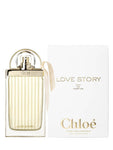 Chloe Love Story ,glass , ring on top with ribbon ,glass cap, white box ,Love story in gold Eau De Parfum in gold