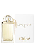 Chloe Love Story ,glass , ring on top with ribbon ,glass cap, white box ,Love story in gold Eau De Parfum in gold