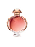 PACO RABANNE Olympea, gold on outside of perfume, OLYMPEA in gold, red liquid, 
