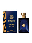 Versace Dylan Blue, Gold cap, Versace engraving on cap gold, dark blue, Gold versace logo in the middle, dark blue box, Gold versace logo on box, VERSACE pour homme in gold, DYLAN BLUE in gold, Eau de Toilette in gold, Natural Spray in gold, 100ml