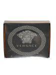 versace box, man in middle, gold, circular versace design on box